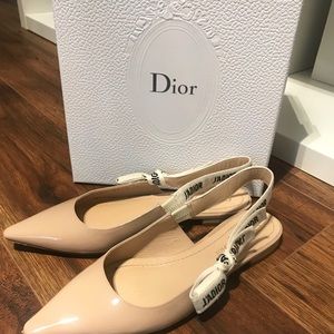 Dior J'Adior Slingback Flat Nude Beige Shoes 36 6